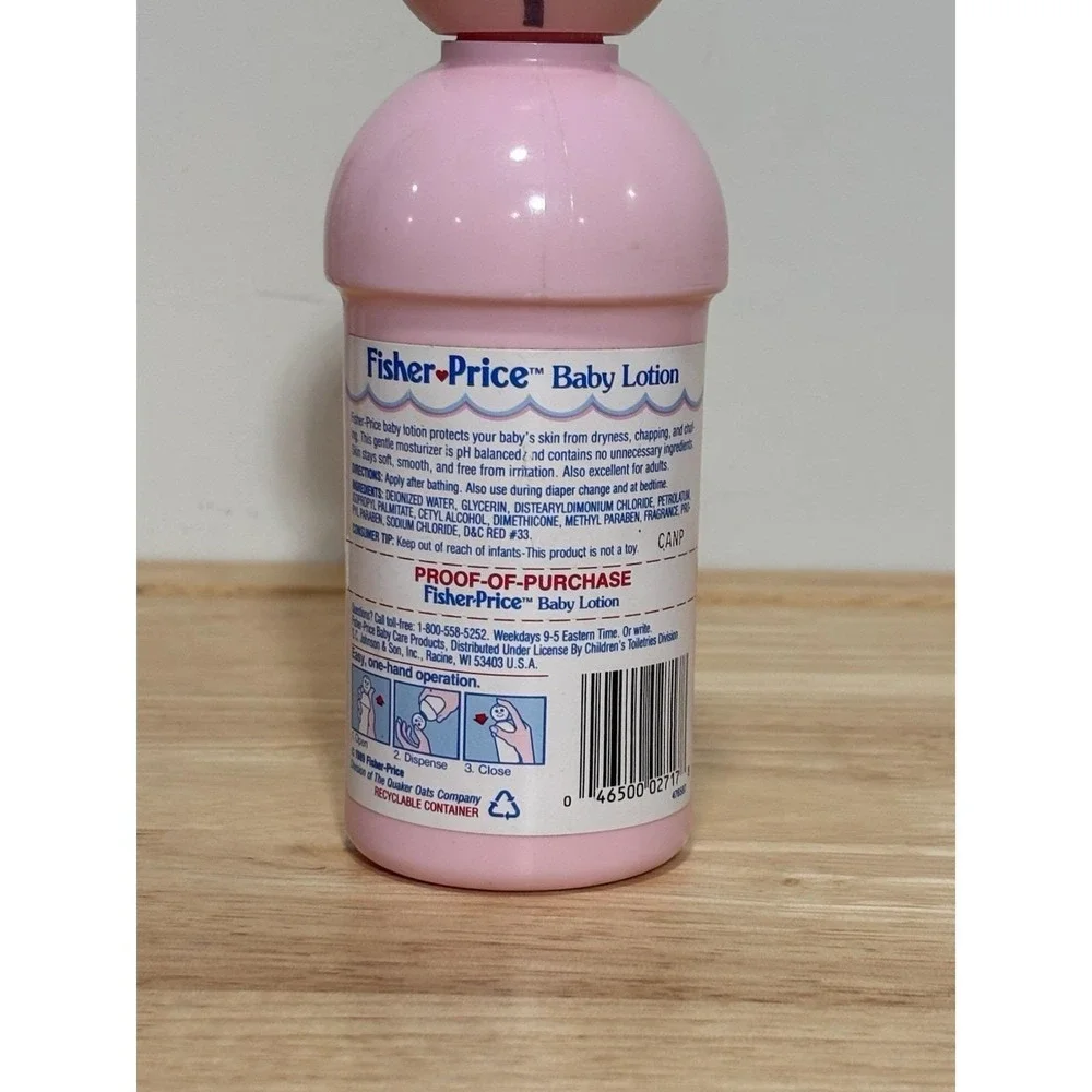 Vintage Fisher Price Little People 9oz Baby Lotion Bottle S C Johnson 1989 Empty